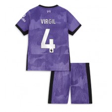 Liverpool Virgil van Dijk #4 Tredjeställ Barn 2023-24 Korta ärmar (+ Korta byxor)